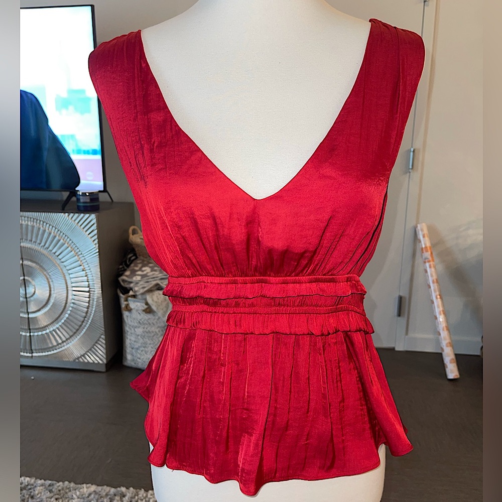 Storia red silk blouse size M
